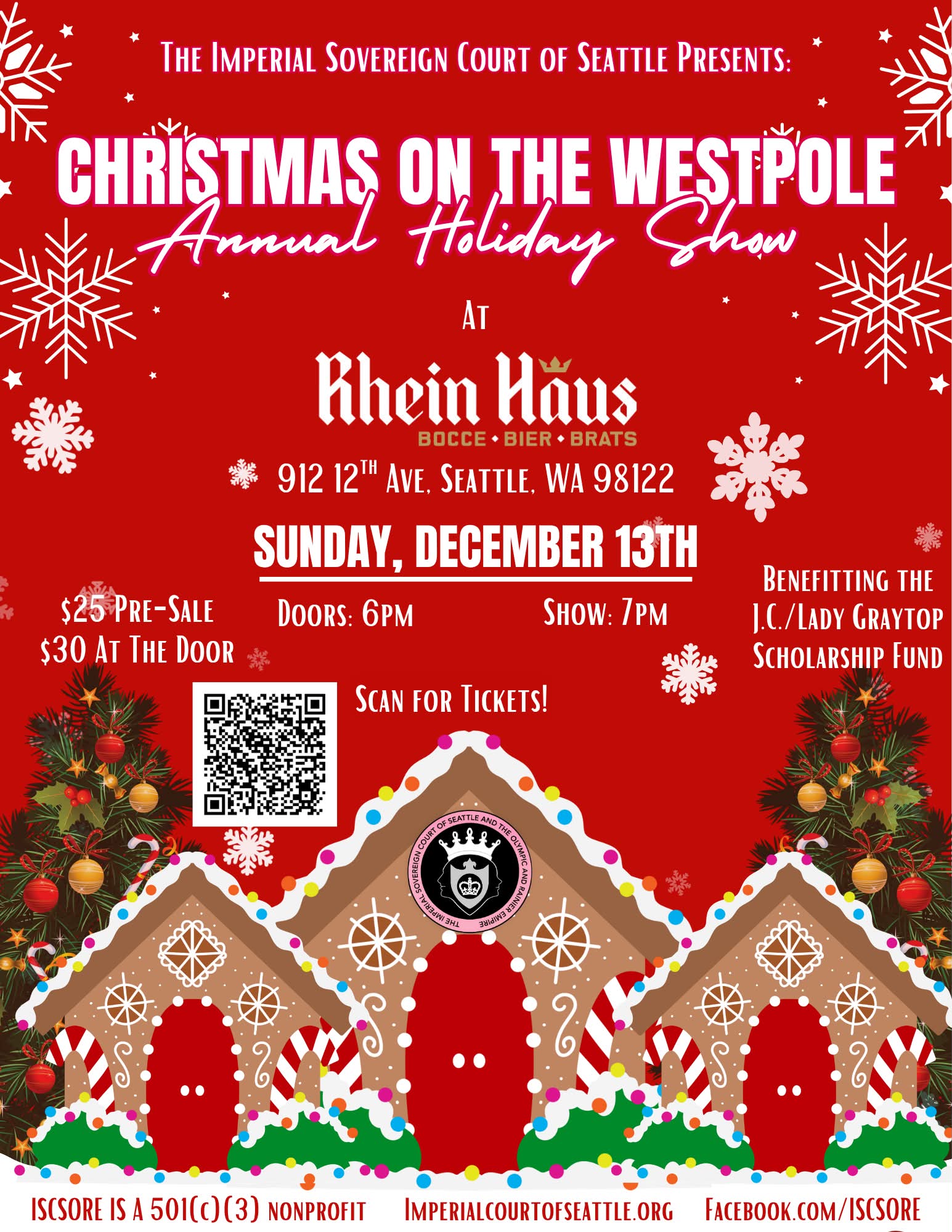 The Imperial Sovereign Court of Seattle’s Annual Holiday fundraiser drag show is back!